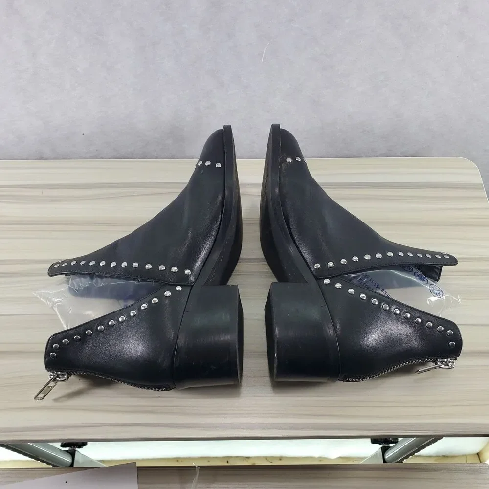 Sz 7 Steve Madden Conspire Booties Black Studs Studded Leather Ankle Boots